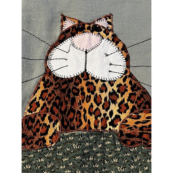 Hanes Cardigan Sweater Womens Medium Cat Applique Button Front Animal Novelty - Picture 7 of 13